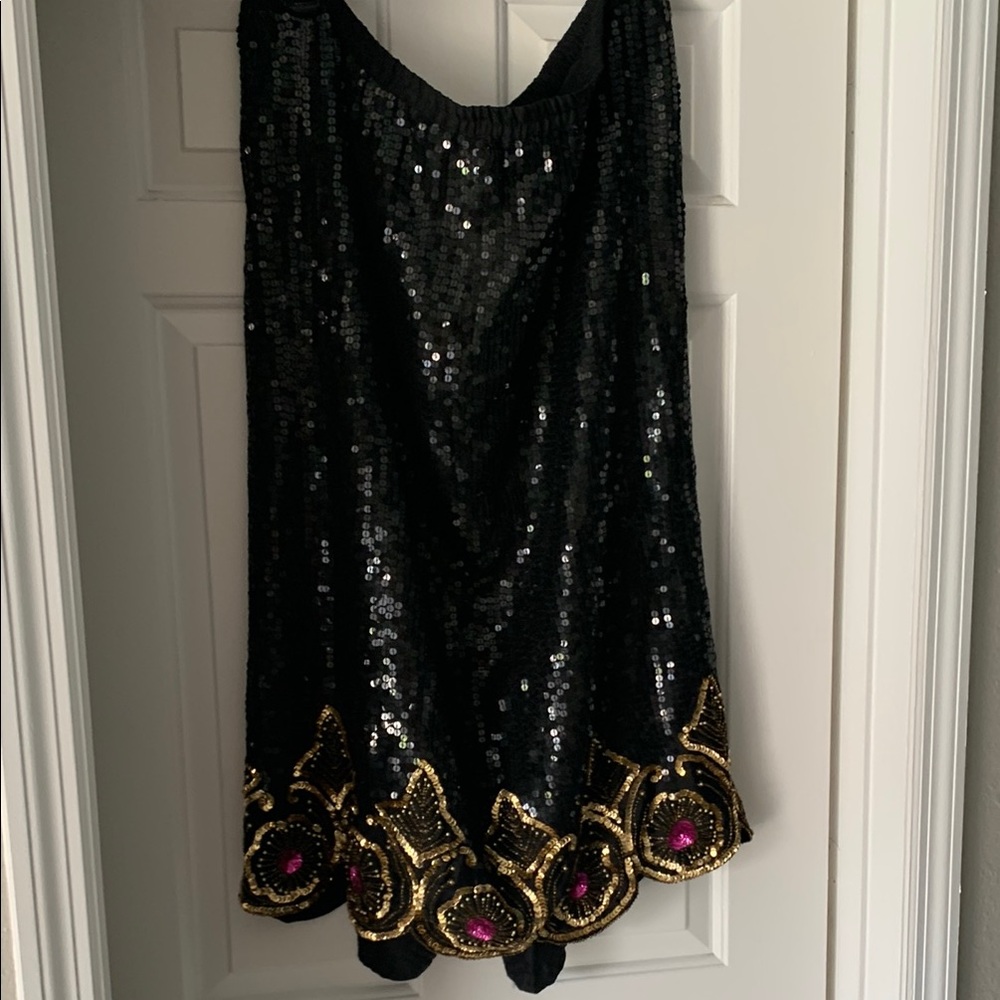 Black Bubble Sequin Mini Skirt